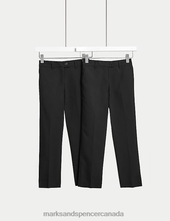 Marks and Spencer sale - Kids Black Clothing Marks & Spencer 2pk Slim Leg Slim Waist School Trousers 20VTD8827