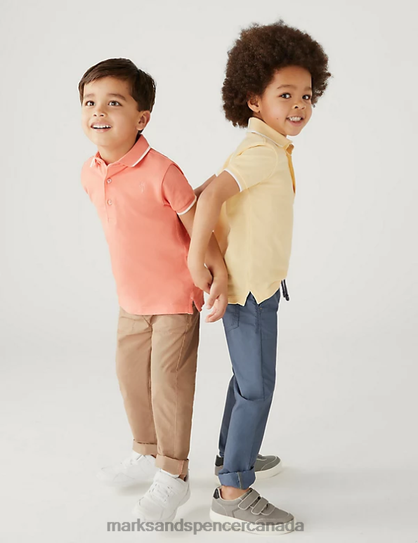 Kids Brown Mix Clothing Marks & Spencer 2pk Pure Cotton Trousers 20VTD8727 - Marks and Spencer online