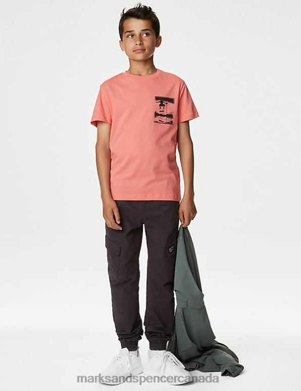 Marks and Spencer near me - Kids Carbon Clothing Marks & Spencer Pure Cotton Cargo Trousers 20VTD8796