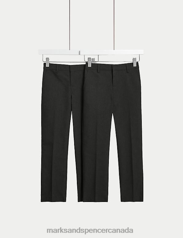 Marks and Spencer near me - Kids Charcoal Clothing Marks & Spencer 2pk Regular Leg School Trousers 20VTD290