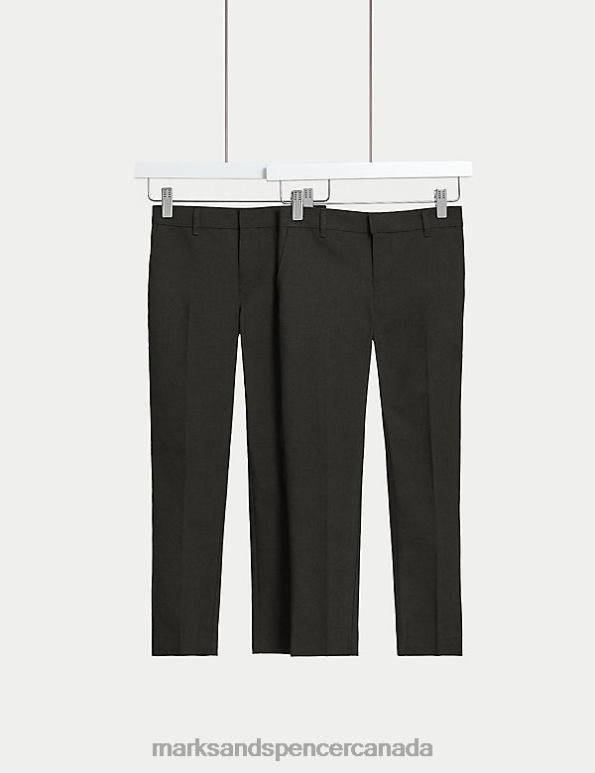 Marks and Spencer sale - Kids Charcoal Clothing Marks & Spencer 2pk Skinny Leg School Trousers 20VTD8085