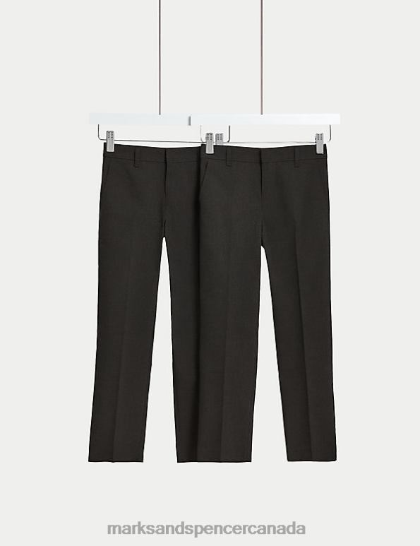 Kids Charcoal Clothing Marks & Spencer 2pk Slim Leg School Trousers 20VTD305 - Marks and Spencer online