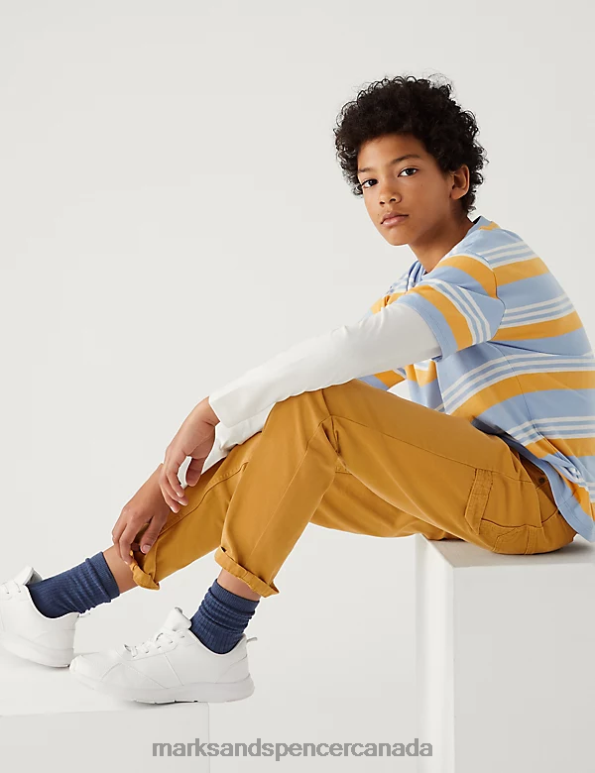 Marks and Spencer near me - Kids Golden Tan Clothing Marks & Spencer Pure Cotton Relaxed Trousers 20VTD8446