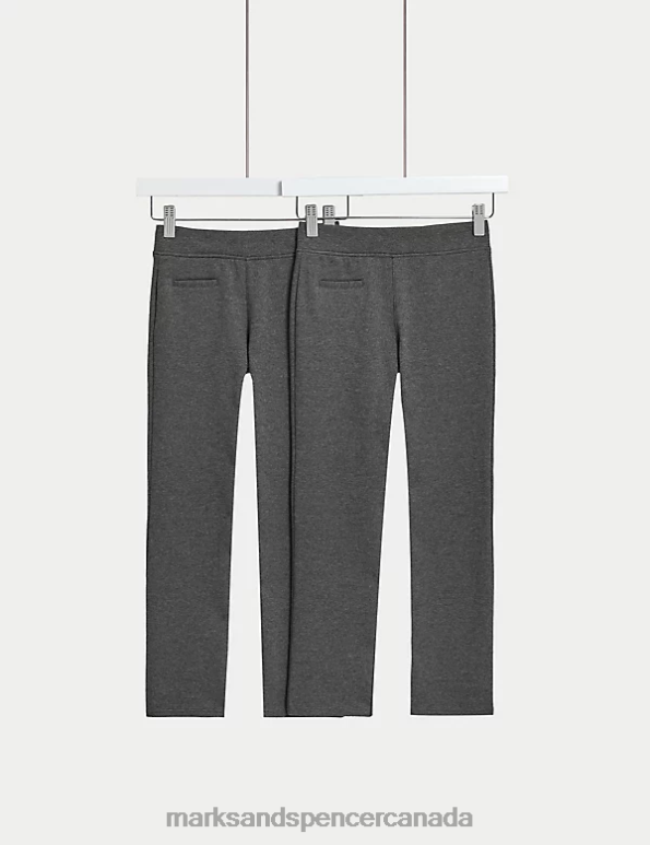 Kids Grey Clothing Marks & Spencer 2pk Jersey School Trousers 20VTD8890 - Marks and Spencer outlet