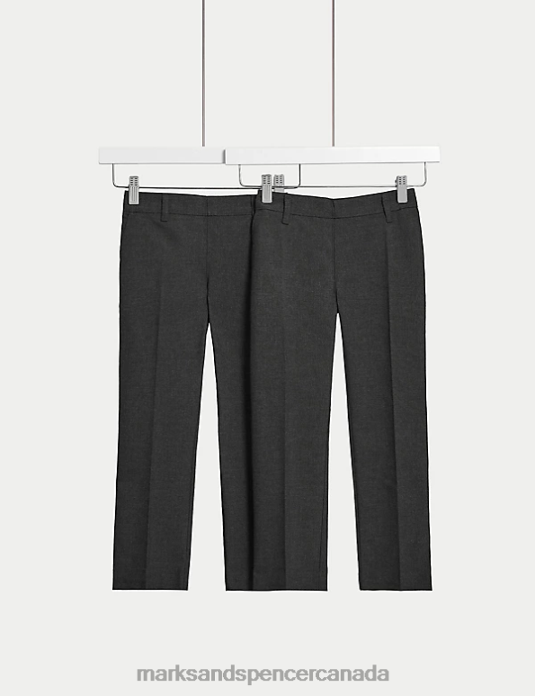 Kids Grey Clothing Marks & Spencer 2pk Regular Leg School Trousers 20VTD18 - Marks and Spencer Canada locations