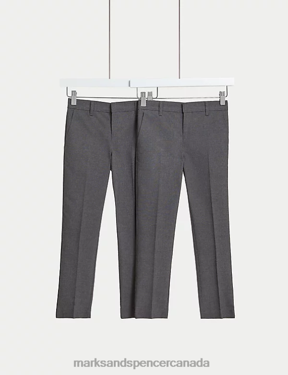 Kids Grey Clothing Marks & Spencer 2pk Skinny Leg School Trousers 20VTD8087 - Marks and Spencer Canada locations