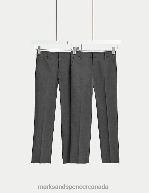 Marks and Spencer sale - Kids Grey Clothing Marks & Spencer 2pk Slim Leg Longer Length School Trousers 20VTD8594