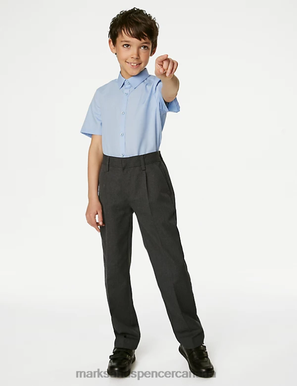 Kids Grey Clothing Marks & Spencer Regular Leg Plus Waist School Trousers 20VTD8777 - Marks and Spencer outlet