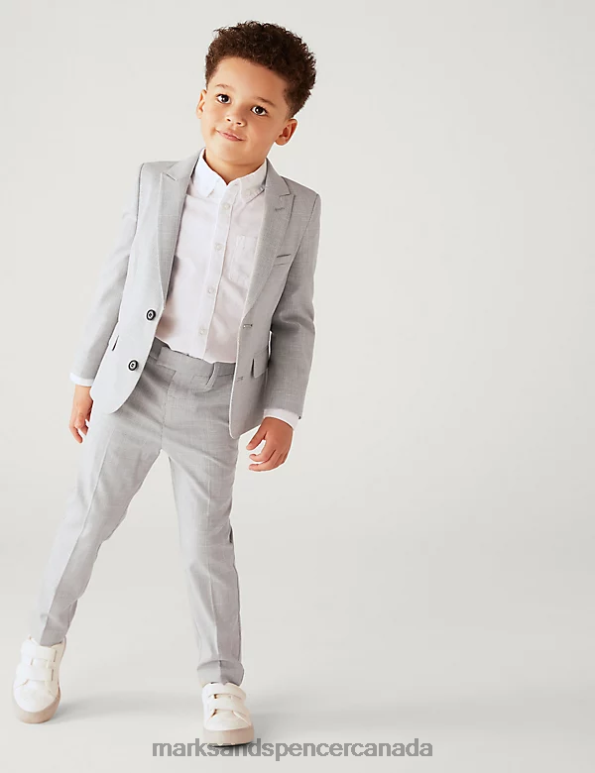 Kids Light Grey Clothing Marks & Spencer Checked Suit Trousers 20VTD7904 - Marks and Spencer online