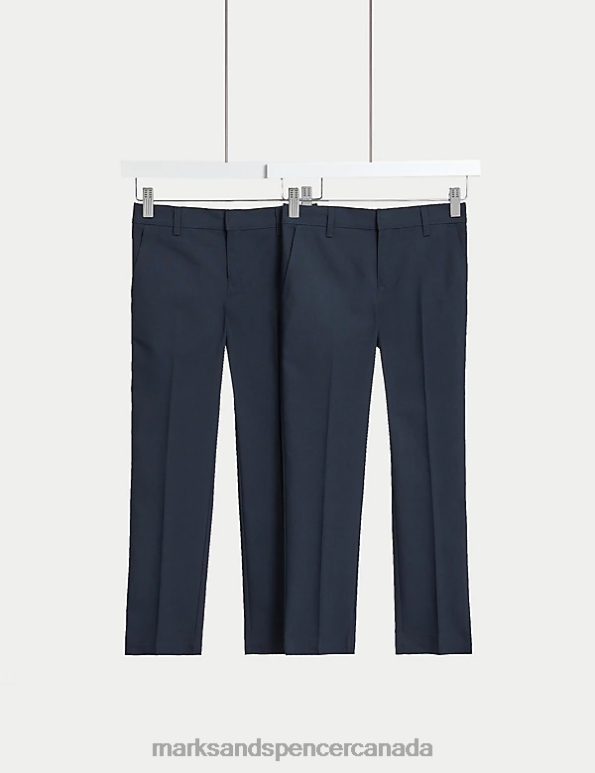 Kids Navy Clothing Marks & Spencer 2pk Slim Leg School Trousers 20VTD307 - Marks and Spencer Canada locations