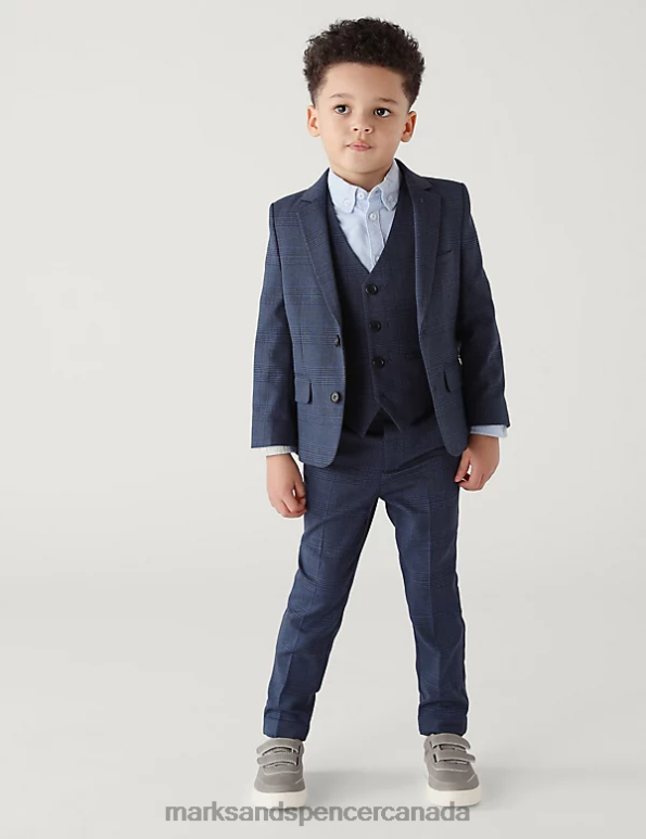 Kids Navy Clothing Marks & Spencer Checked Suit Trousers 20VTD8194 - Marks and Spencer outlet