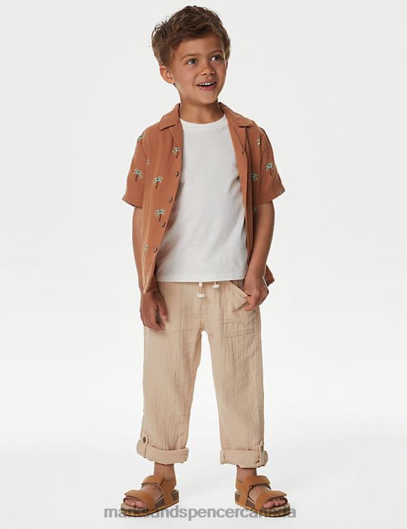 Kids Neutral Clothing Marks & Spencer Pure Cotton Double Cloth Trousers 20VTD8243 - Marks and Spencer online