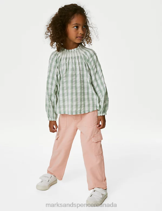 Marks and Spencer sale - Marks & Spencer Kids Cotton Rich Cargo Trousers Clothing Pink 20VTD9128