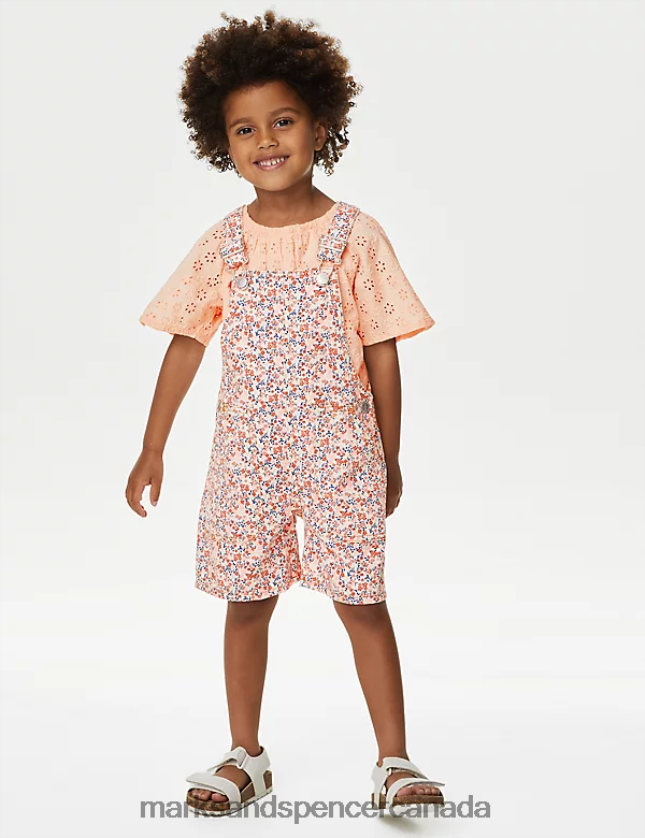 Marks and Spencer Canada - Clothing 20VTD9285 Multi Kids Marks & Spencer Cotton Rich Floral Outfit