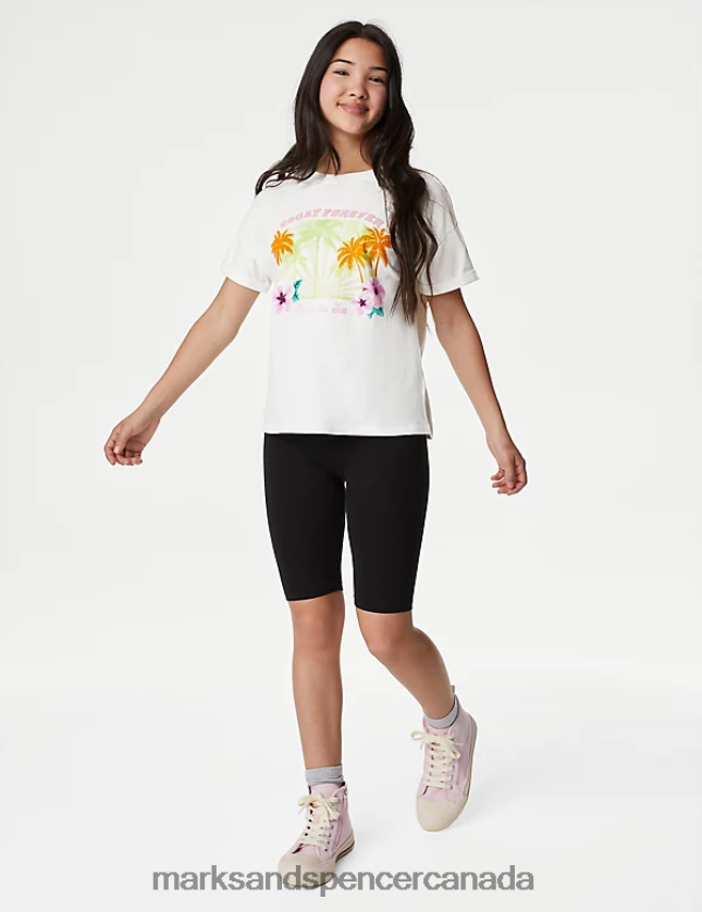 Marks and Spencer near me - Clothing 20VTD9340 Ivory Kids Marks & Spencer Cotton Rich Slogan Top & Bottom Outfit