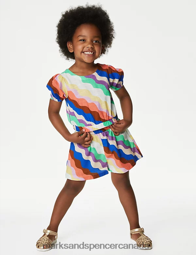 Clothing 20VTD9533 Multi Kids Marks & Spencer Pure Cotton Top and Short Outfit - Marks and Spencer Canada locations