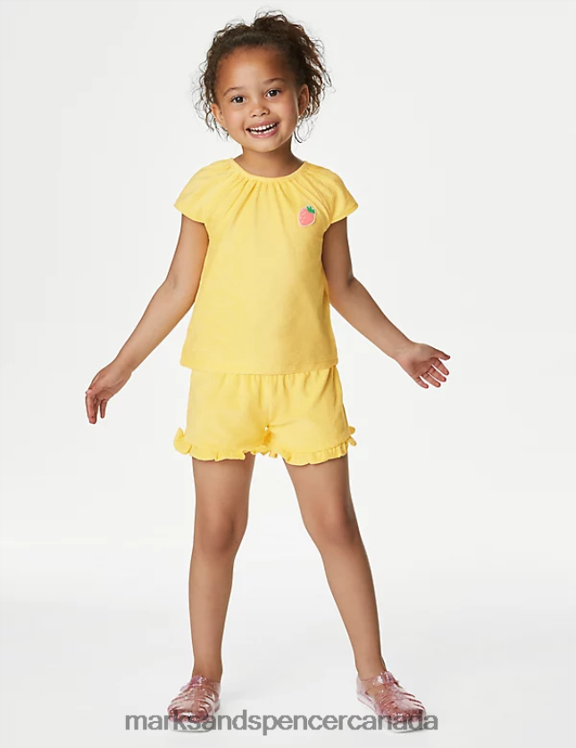 Clothing 20VTD9586 Yellow Kids Marks & Spencer Cotton Rich Top & Bottom Outfit - Marks and Spencer online