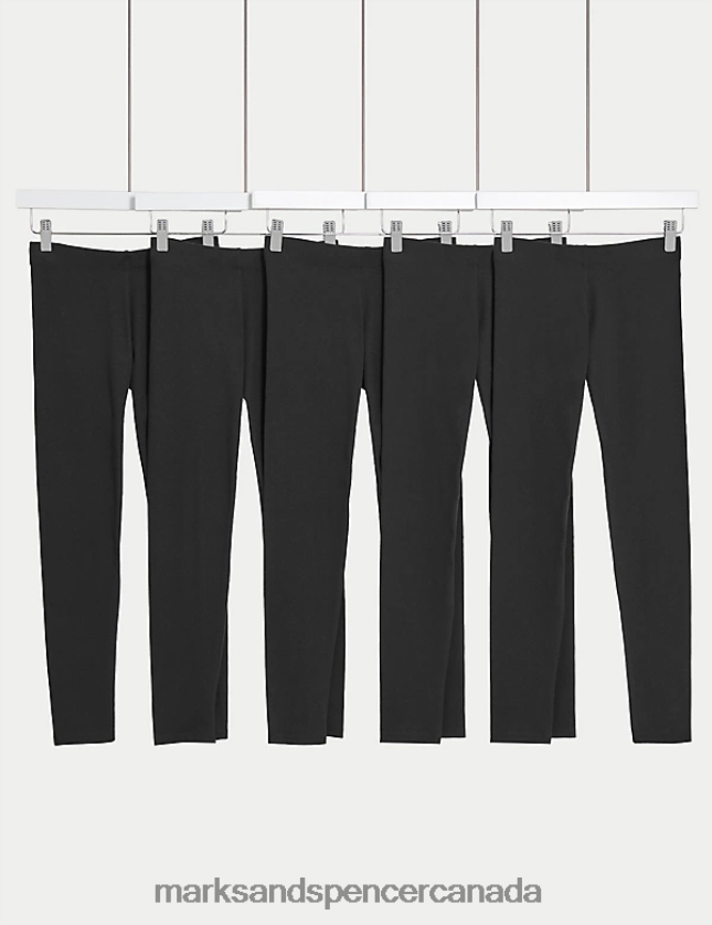 Clothing 20VTD9225 Black Kids Marks & Spencer 5pk Cotton Rich Leggings with Stretch - Marks and Spencer outlet