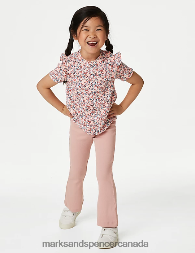 Marks and Spencer sale - Clothing 20VTD9270 Rose Kids Marks & Spencer Cotton Rich Ribbed Flared Leggings