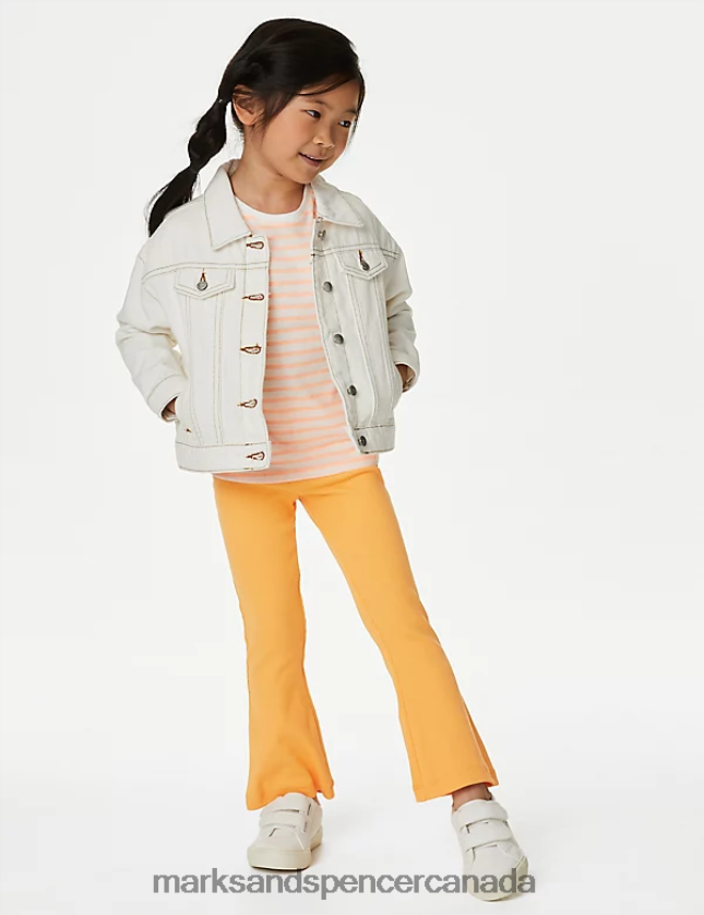 Clothing 20VTD9271 Orange Kids Marks & Spencer Cotton Rich Ribbed Flared Leggings - Marks and Spencer online