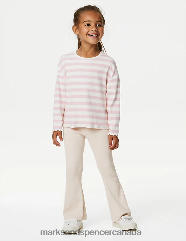 Clothing 20VTD9272 Neutral Kids Marks & Spencer Cotton Rich Ribbed Flared Leggings - Marks and Spencer Canada locations