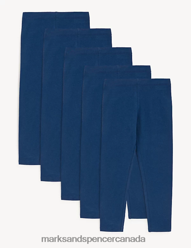 Clothing 20VTD9274 Dark Navy Kids Marks & Spencer 5pk Cotton Rich Plain Leggings - Marks and Spencer outlet