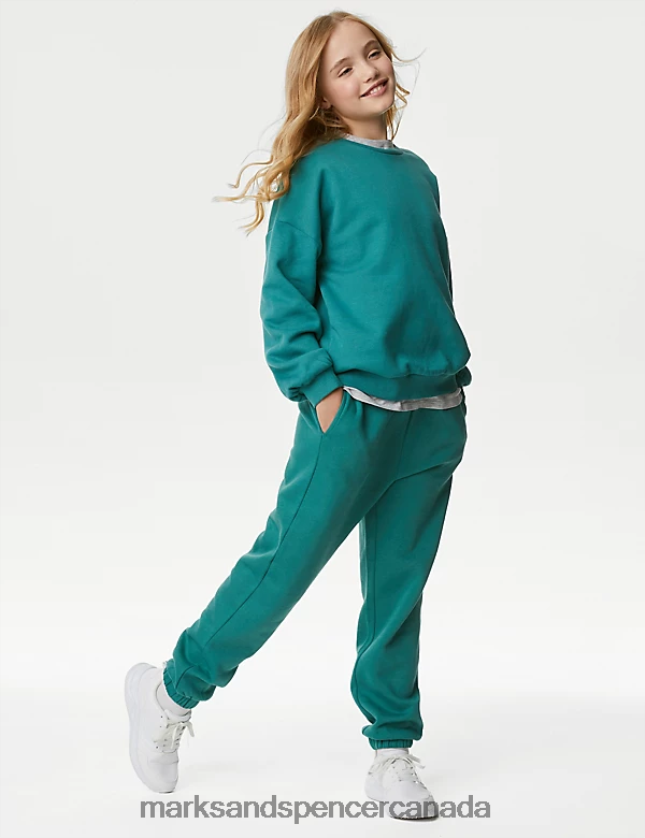 Marks and Spencer sale - Clothing 20VTD9324 Green Kids Marks & Spencer Cotton Rich Plain Joggers