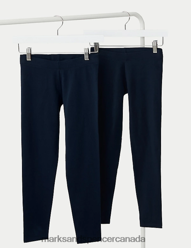 Clothing 20VTD9368 Navy Kids Marks & Spencer 2pk Cotton Rich Leggings - Marks and Spencer Canada locations