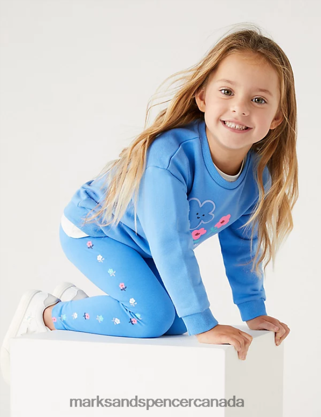 Marks and Spencer near me - Clothing 20VTD9463 Blue Kids Marks & Spencer Cotton Rich Flower Leggings