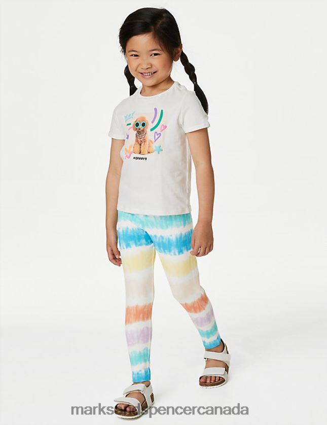 Clothing 20VTD9554 Multi Kids Marks & Spencer Cotton Rainbow Stripe Leggings - Marks and Spencer online