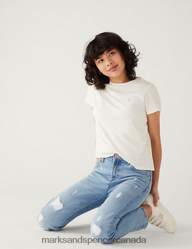 Marks and Spencer near me - Clothing 20VTD9759 Denim Kids Marks & Spencer Mom Fit Light Ripped Jeans