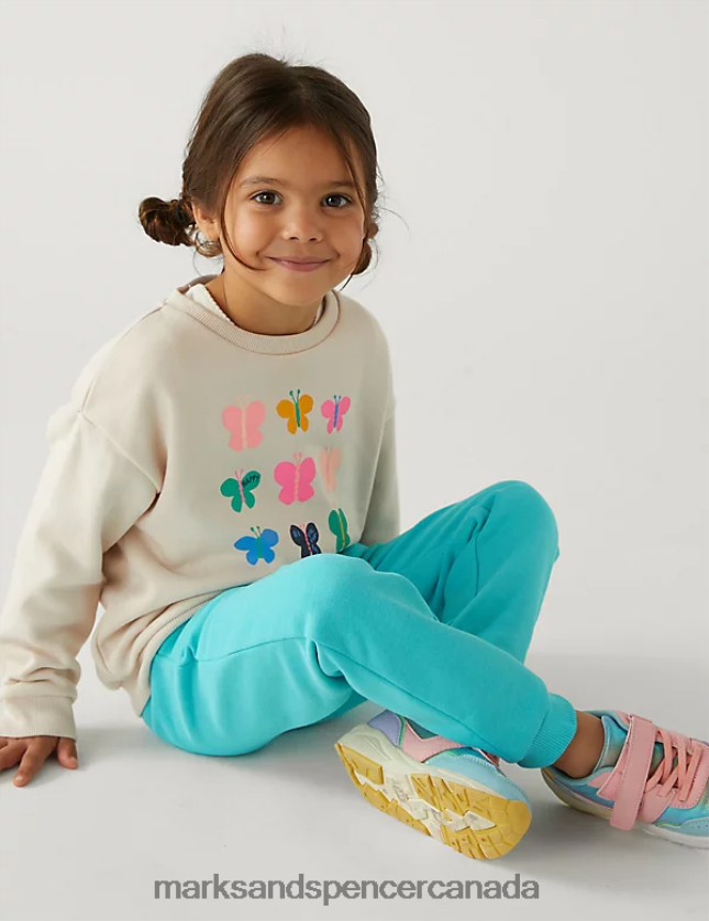 Clothing 20VTD9770 Aqua Kids Marks & Spencer Cotton Rich Joggers - Marks and Spencer Canada locations