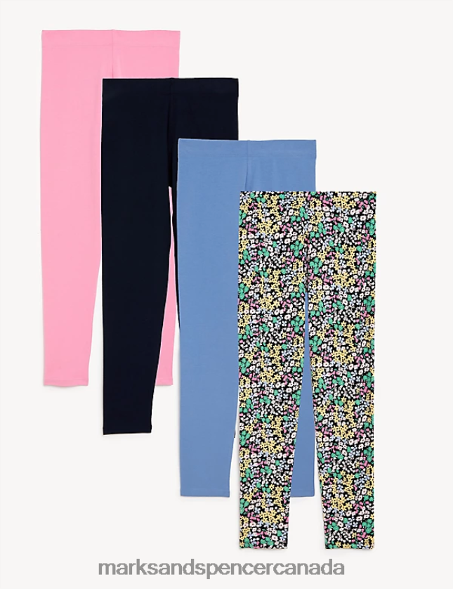 Marks and Spencer near me - Clothing 20VTD9851 Multi Kids Marks & Spencer 4pk Cotton Rich Floral & Plain Leggings