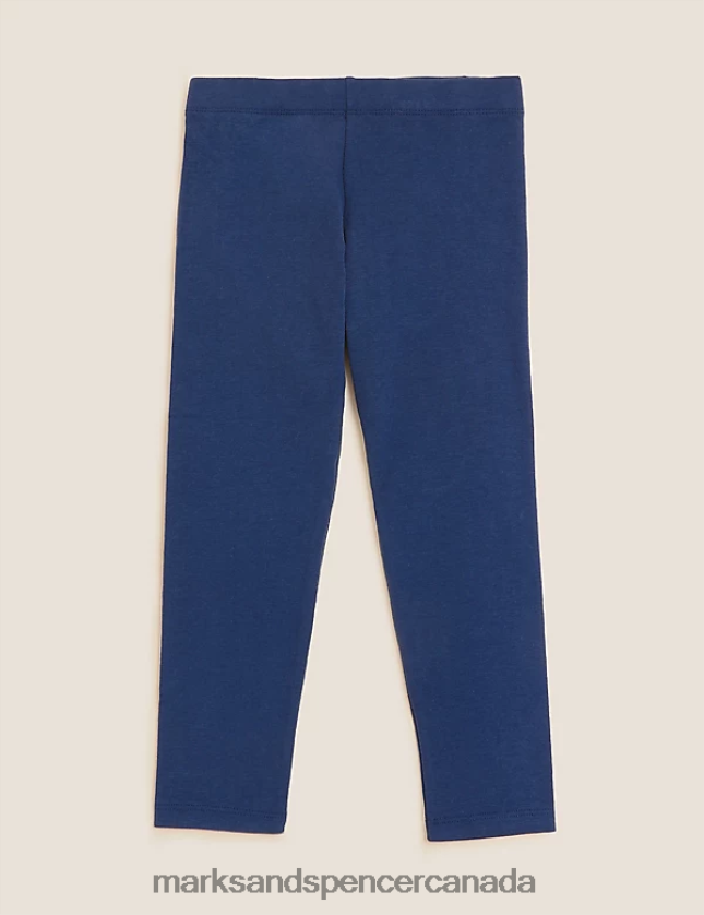 Clothing 20VTD9908 Dark Navy Kids Marks & Spencer Cotton Rich Plain Leggings - Marks and Spencer outlet