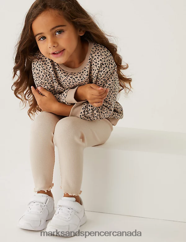 Clothing 20VTD9967 Calico Kids Marks & Spencer Cotton Rich Ribbed Leggings - Marks and Spencer online