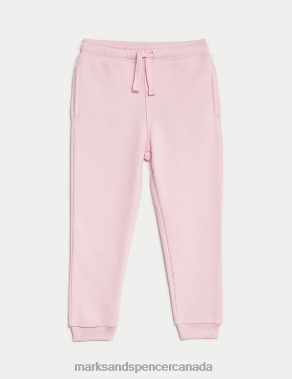 Kids Light Pink Clothing Marks & Spencer Cotton Rich Plain Joggers 20VTD7778 - Marks and Spencer Canada locations