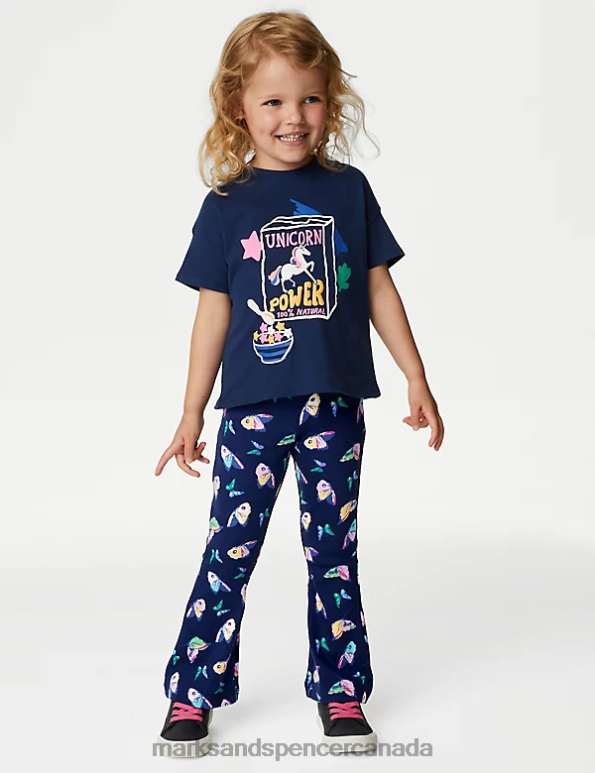 Kids Multi Clothing Marks & Spencer Cotton Rich Butterfly Flared Leggings 20VTD8948 - Marks and Spencer Canada locations