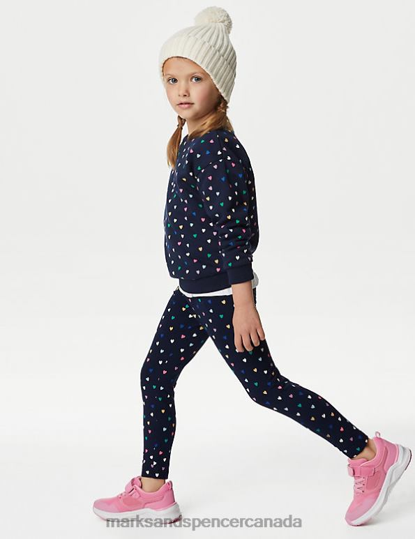 Kids Navy Clothing Marks & Spencer Cotton Rich Heart Leggings 20VTD8818 - Marks and Spencer Canada locations