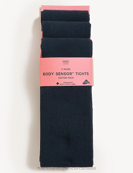 Marks & Spencer Kids 3pk of Body Sensor School Tights Clothing Navy 20VTD9129 - Marks and Spencer Canada locations