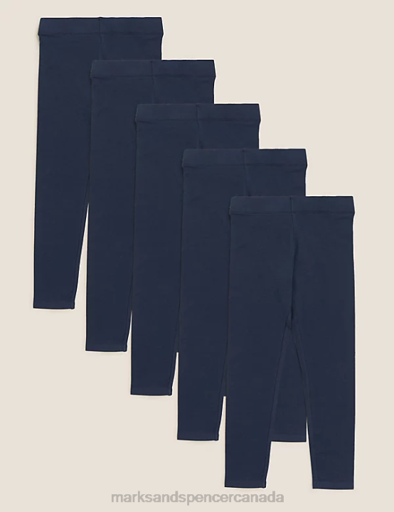 Marks and Spencer near me - Marks & Spencer Kids 5pk Cotton Rich Leggings Clothing Navy 20VTD9021