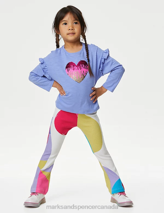 Marks and Spencer sale - Marks & Spencer Kids Cotton Rich Patterned Flared Leggings Clothing Multi 20VTD9102