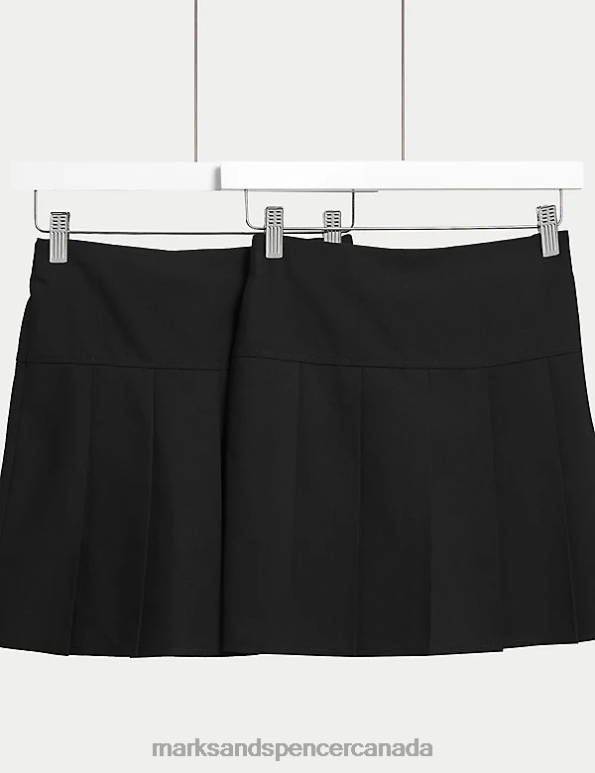 Kids Black School Uniform Marks & Spencer 2pk Plus Fit Pleated School Skirts 20VTD8898 - Marks and Spencer outlet