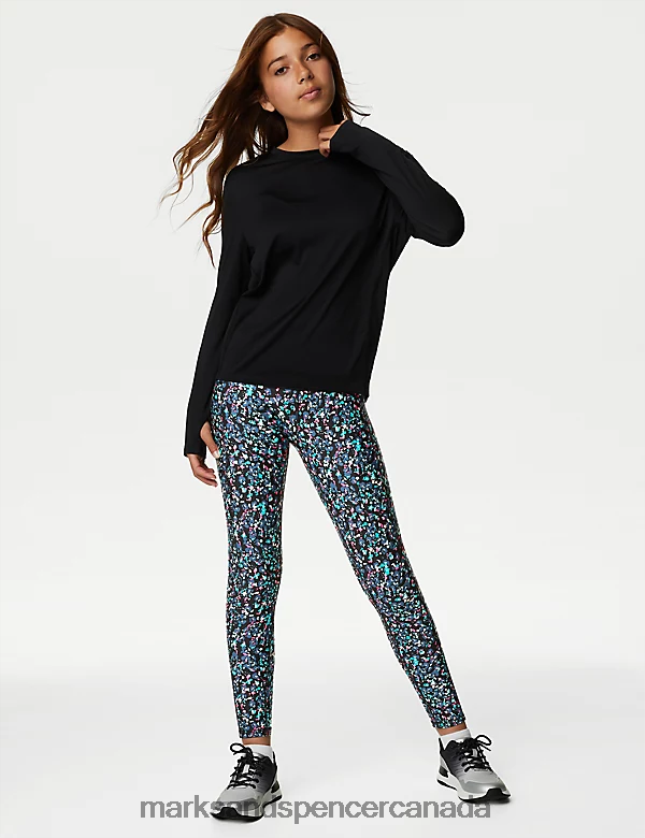 School Uniform 20VTD9310 Black Mix Kids Marks & Spencer Printed Sports Leggings - Marks and Spencer outlet