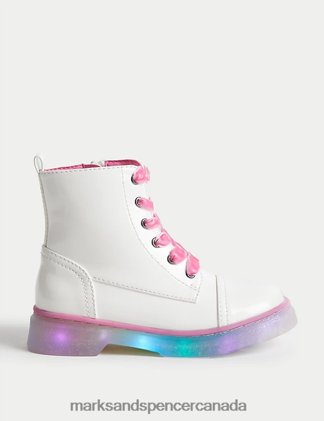 Footwear 20VTD9243 White Kids Marks & Spencer Freshfeet Rainbow Light Up Boots - Marks and Spencer Canada locations