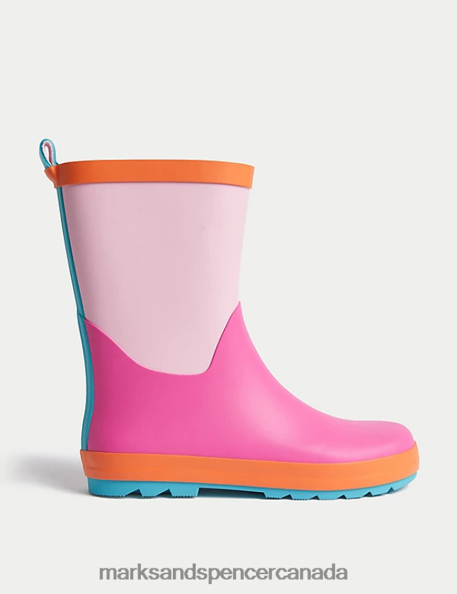 Marks and Spencer Canada - Footwear 20VTD9275 Pink Kids Marks & Spencer Freshfeet Colour Block Wellies