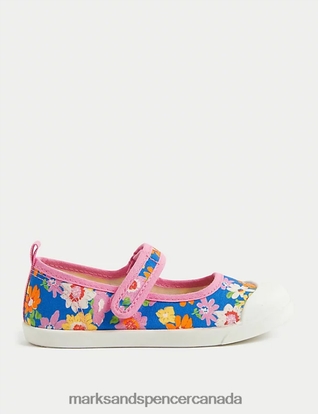 Footwear 20VTD9390 Pink Mix Kids Marks & Spencer Riptape Floral Mary Jane Shoes - Marks and Spencer Canada locations