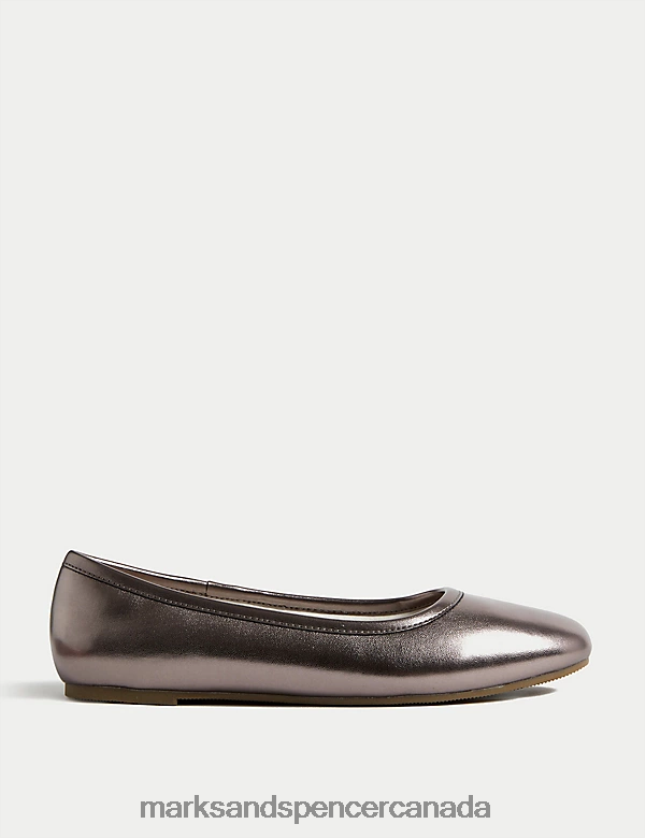 Marks and Spencer sale - Footwear 20VTD9414 Pewter Kids Marks & Spencer Metallic Ballet Pumps