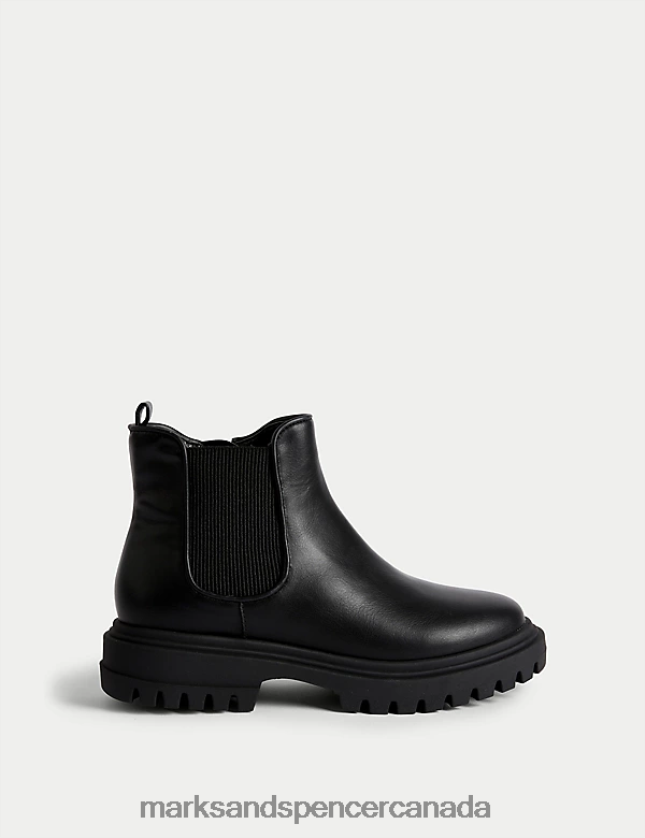 Marks and Spencer near me - Footwear 20VTD9461 Black Kids Marks & Spencer Freshfeet Chunky Chelsea Boots