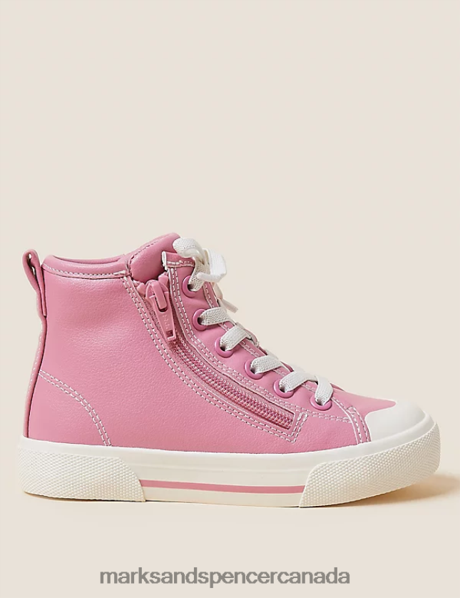 Footwear 20VTD9503 Pink Kids Marks & Spencer Freshfeet Zip High Tops - Marks and Spencer online