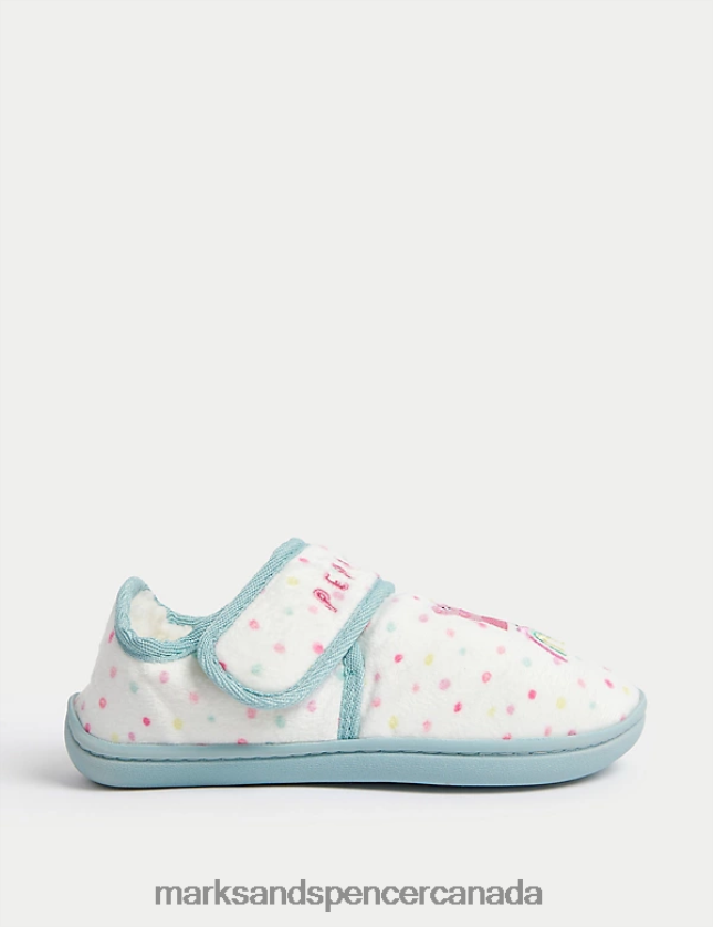 Marks and Spencer Canada - Footwear 20VTD9528 Cream Kids Marks & Spencer Peppa Pig Riptape Slippers